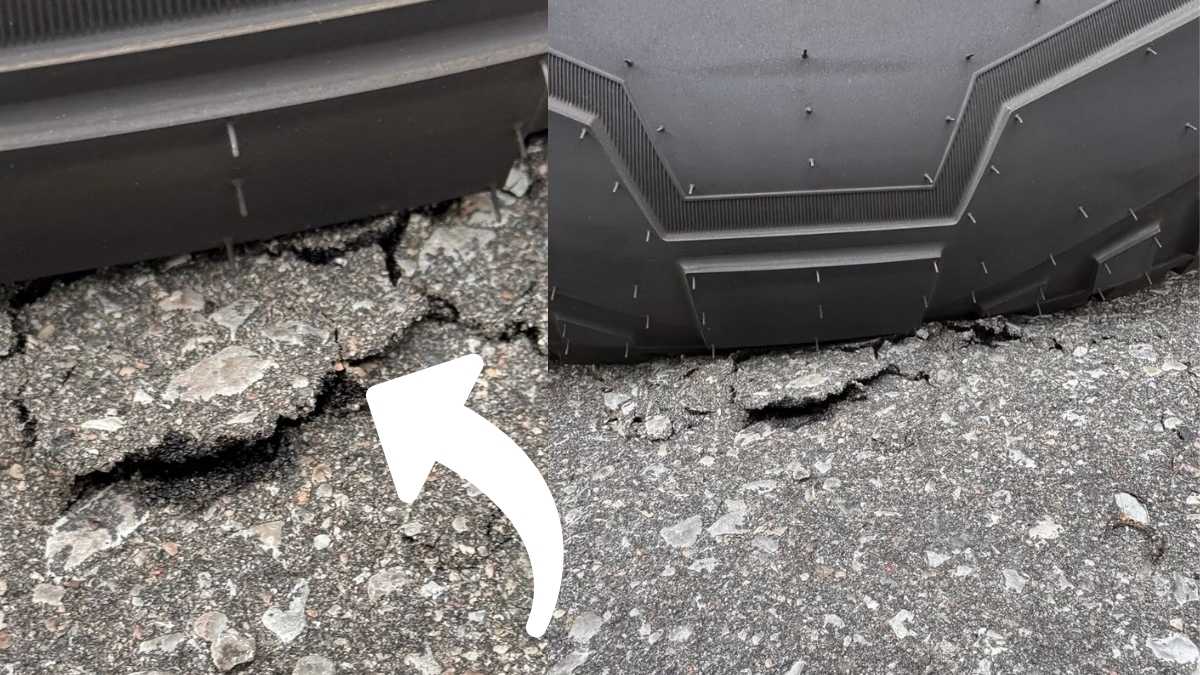 Tesla Cybertruck Owner From Canada Says His Truck’s Rear-Wheel-Steering Chewed Up His Driveway – Warns “When You Park, The Rear-Wheels Dry Steer to Center Themselves &amp; That Damages the Pavement”