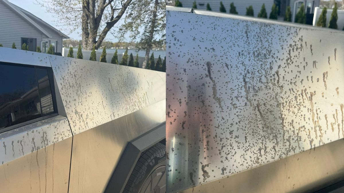 A Cybertruck owner claims that his dog drooled on his truck and ended up leaving a permanent stain on the stainless steel exterior. However, when the owner attempted to clean the stain with Turtle Wax Chrome Polish, the situation got even worse.