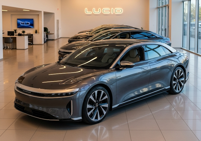 2025 Lucid Air in the showroom