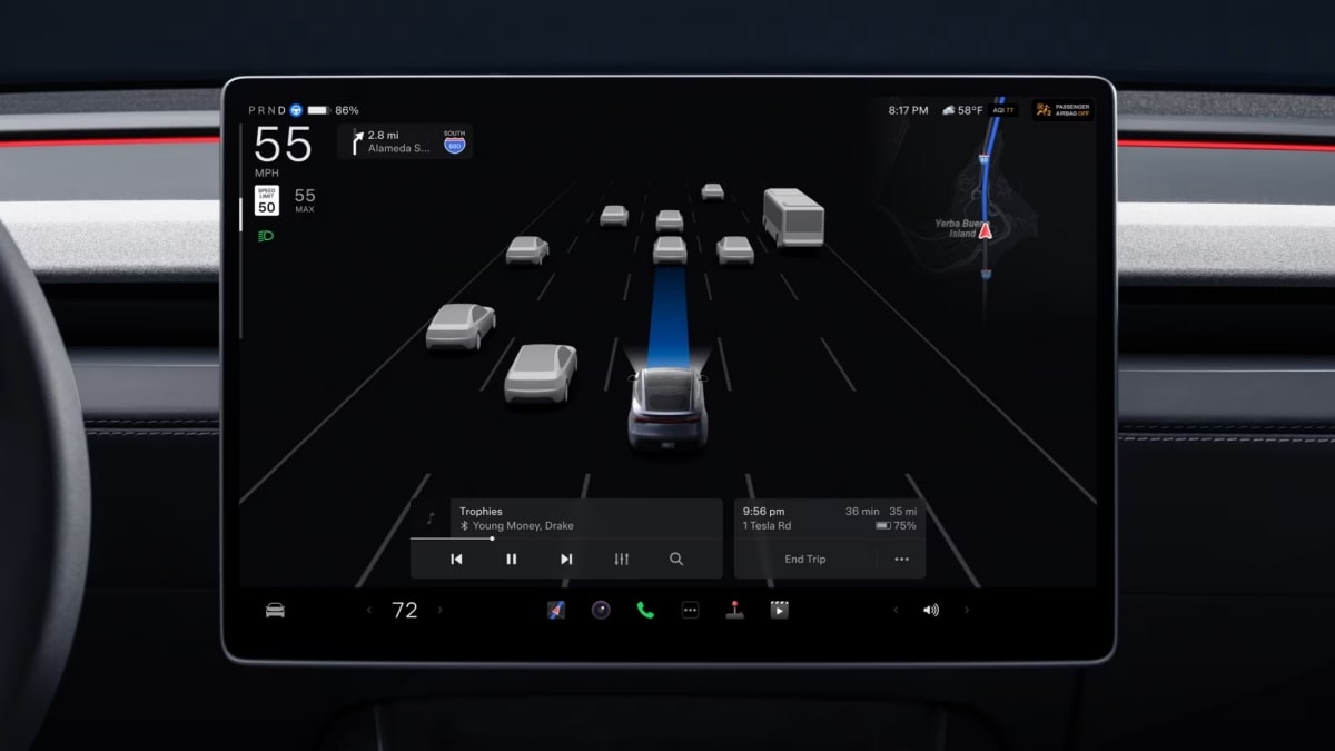 Tesla Model Y dashboard screen