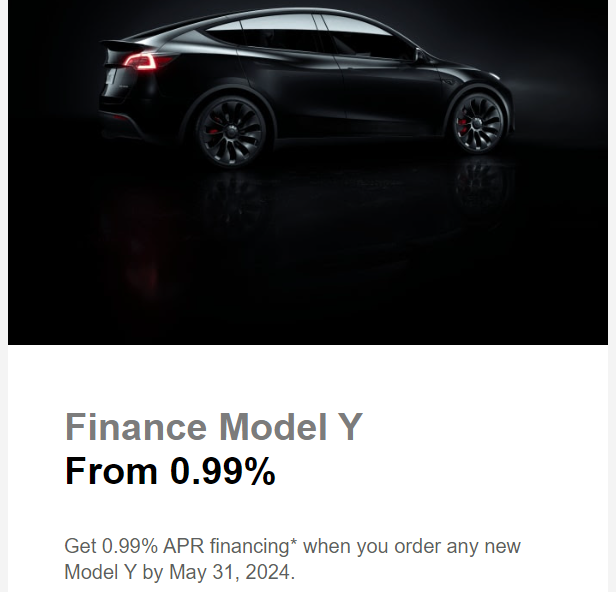 Screenshot of Tesla low APR advertisement emailed to John Goreham courtesy of Tesla, Inc.