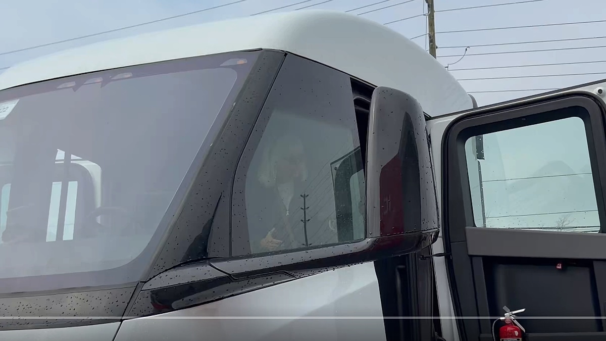 Tesla Semi's camera under the mirror