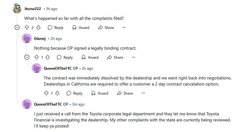 Dealership Cancels Sales Contract 