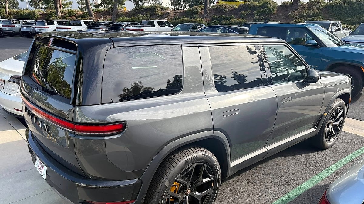 The profile look of the 2026 Rivian R2 parked at the Rivian HQ in Irvine, CA