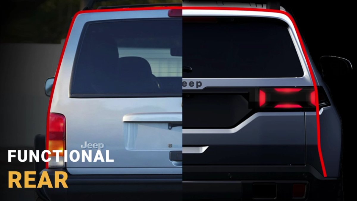 The rear comparison of the old Jeep Cherokee and the 2026 Cherokee