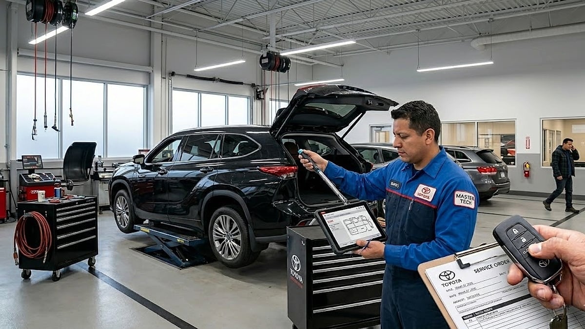 Toyota master technician confirms total liftgate module failure on 2022 Highlander Platinum, a defect triggering $4,700 out-of-warranty repair costs
