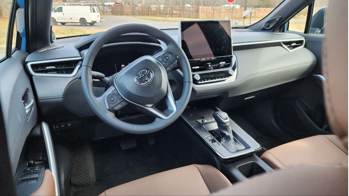 2026 Toyota Corolla Cross front interior and straightforward infotainment.