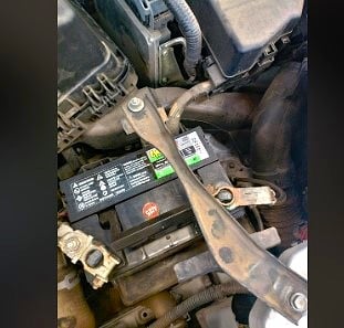 Mower Battery Installed in a Toyota Corolla