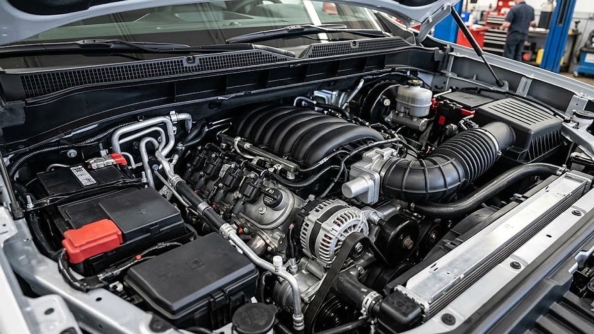 A 2021 Chevrolet Silverado  LT Z71 Texas Edition well maintained engine bay