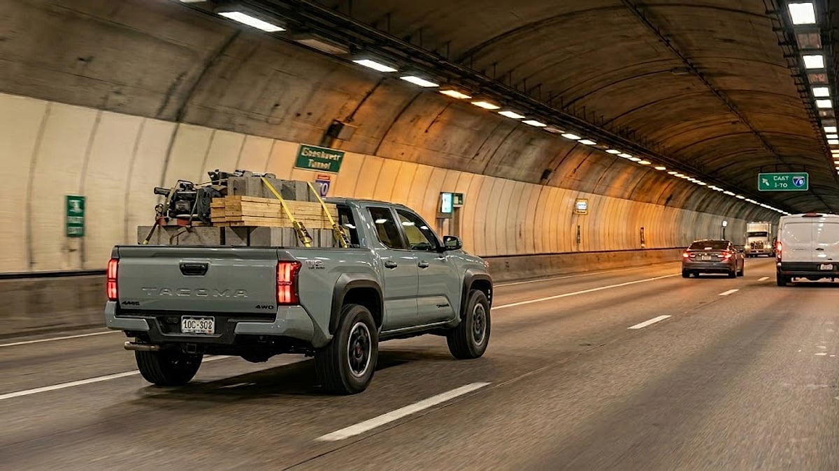 A 2025 Toyota Tacoma faces high-altitude thermal stress while hauling a heavy payload through Colorado’s grueling Eisenhower Tunnel