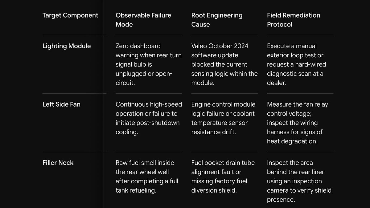 A field-tested diagnostic matrix based on standard shop procedures to assist owners in identifying active vehicle faults