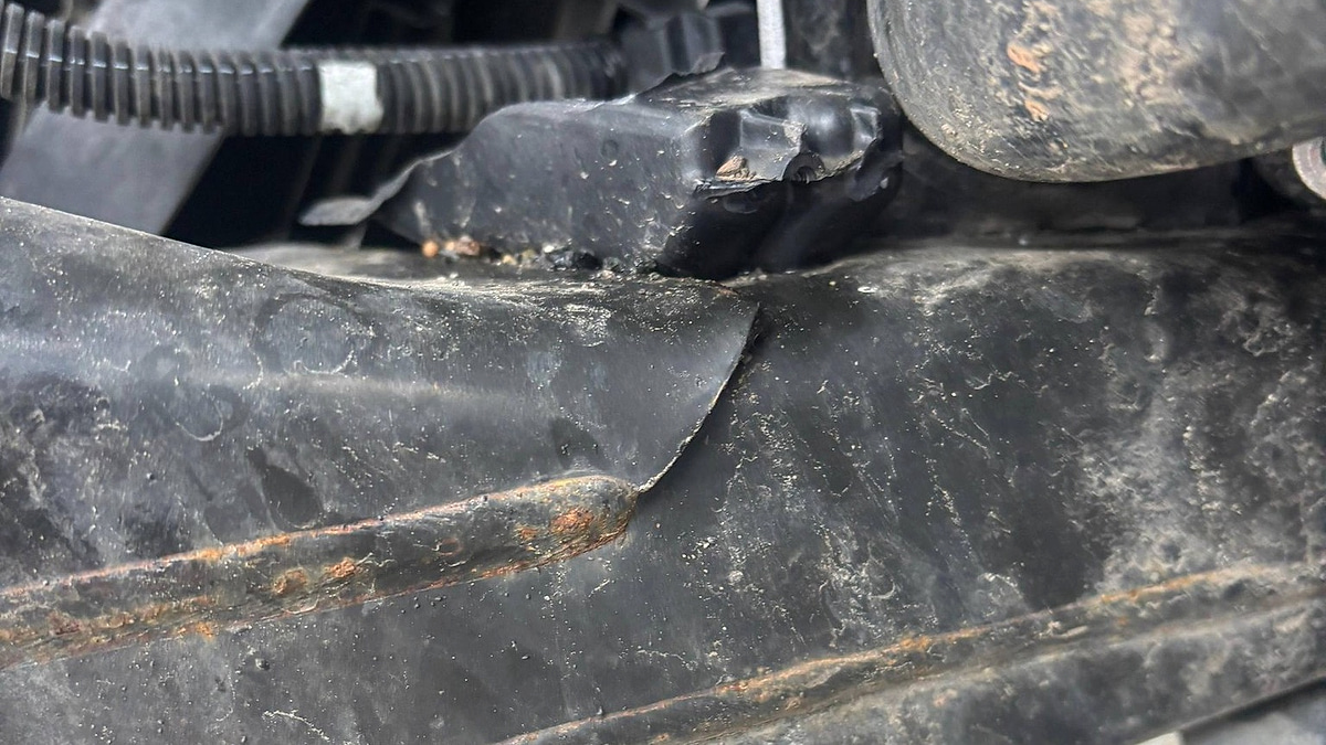 damage to Marlon's Tesla Cybertruck ripped a large gash in the metal frame