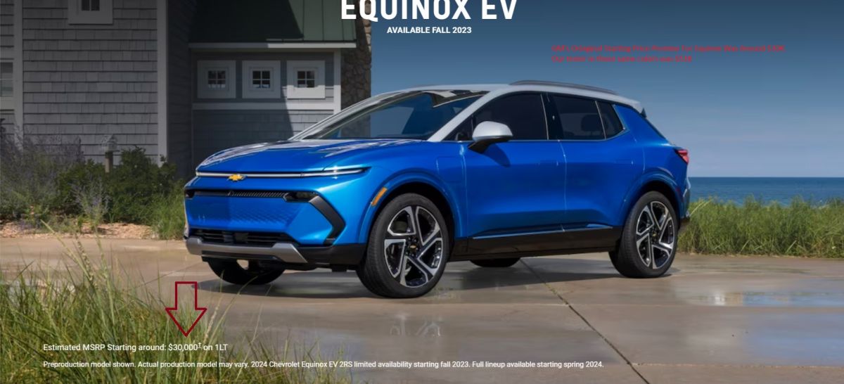 Chevrolet advertisement promised a $30K Equinox 
