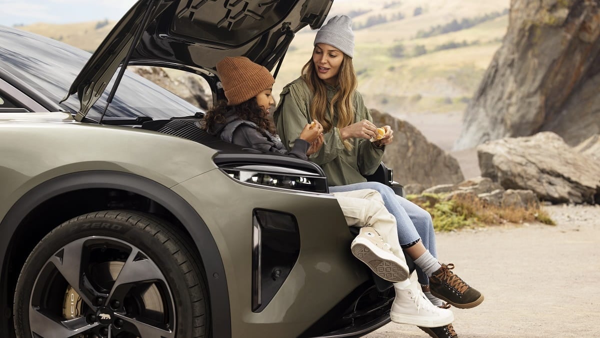 Hanging out on a Lucid Gravity’s “frunk porch”