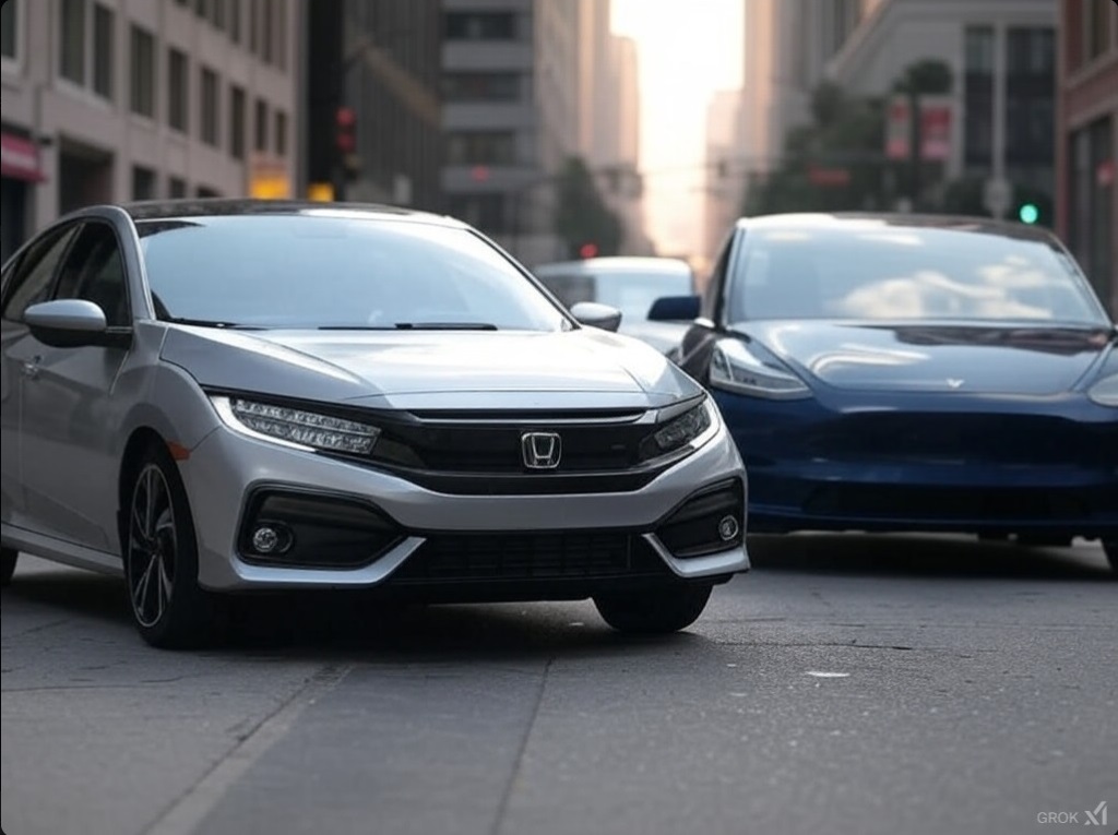 Grok-generated image of Civic and Model 3