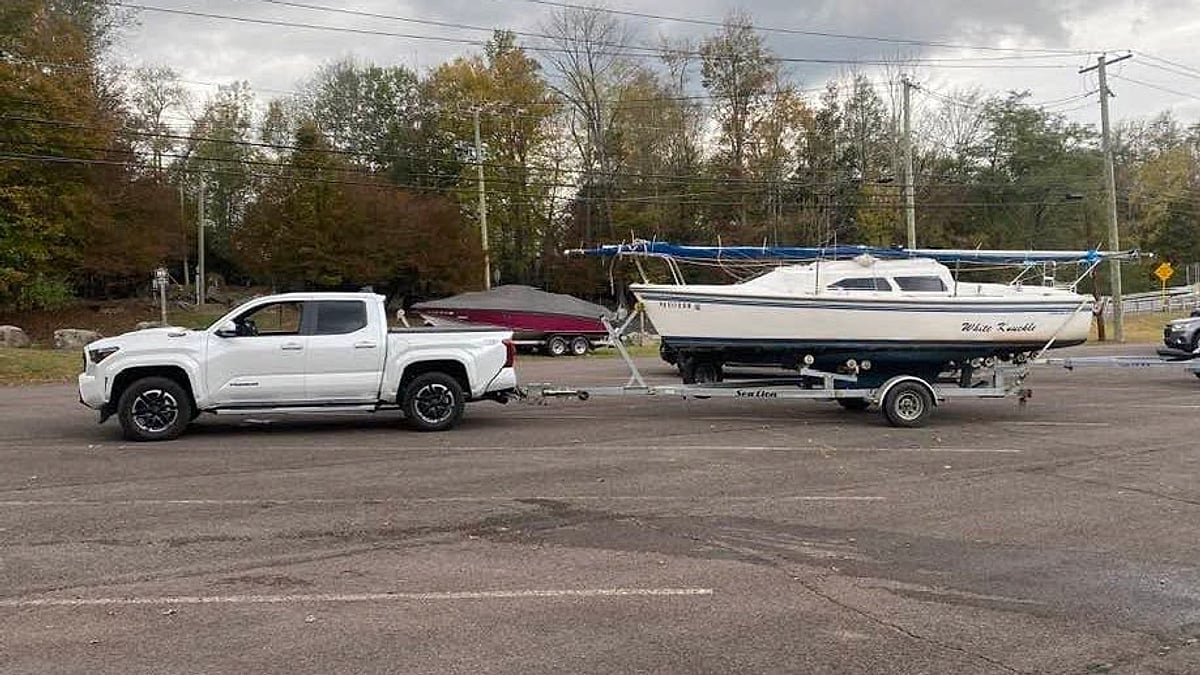 Guy Edwards' 2025 Toyota Tacoma TRD Sport pulling a boat