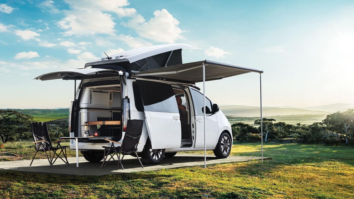 Rear 3/4 of Hyundai Staria Electric Camper Van