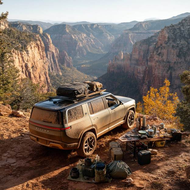 A car parked on a dirt road with a table and a picnic table&lt;/p&gt;
&lt;p&gt;AI-generated content may be incorrect.