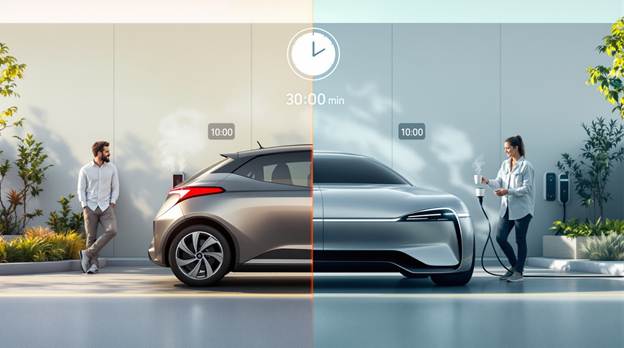 A car charging at a charging station</p>
<p>AI-generated content may be incorrect.