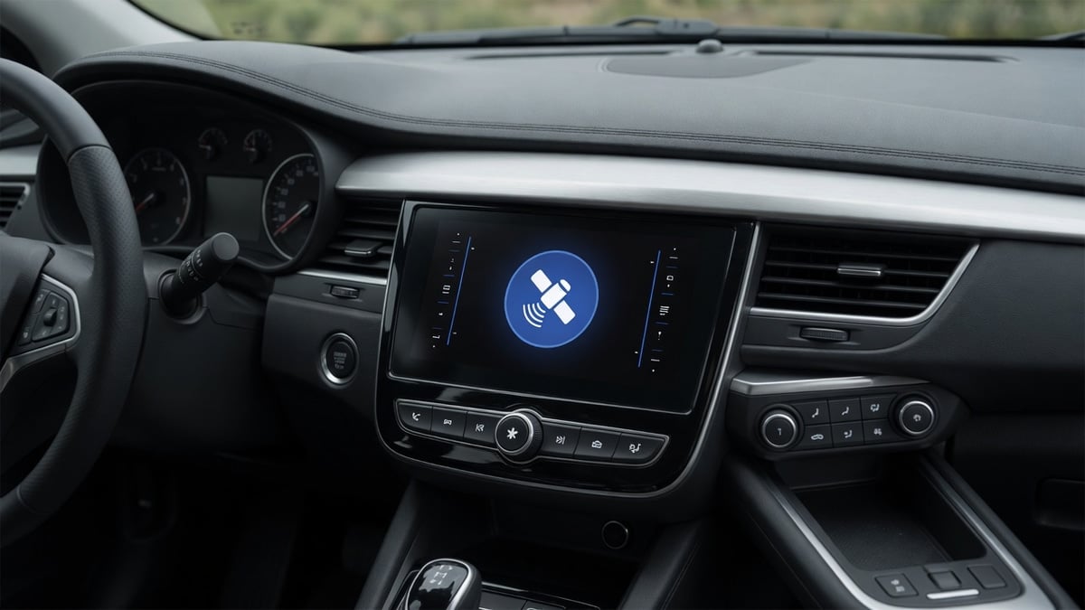 Interior of a General Motors vehicle featuring the OnStar system