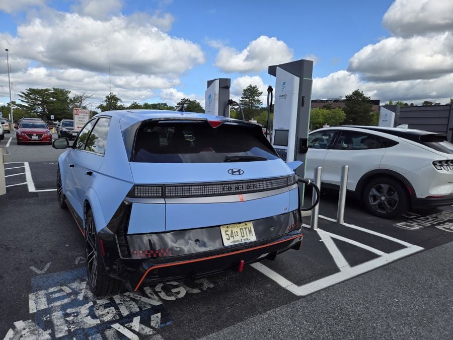 2025 Hyundai Ioniq 5N charging at a public DC fast charger