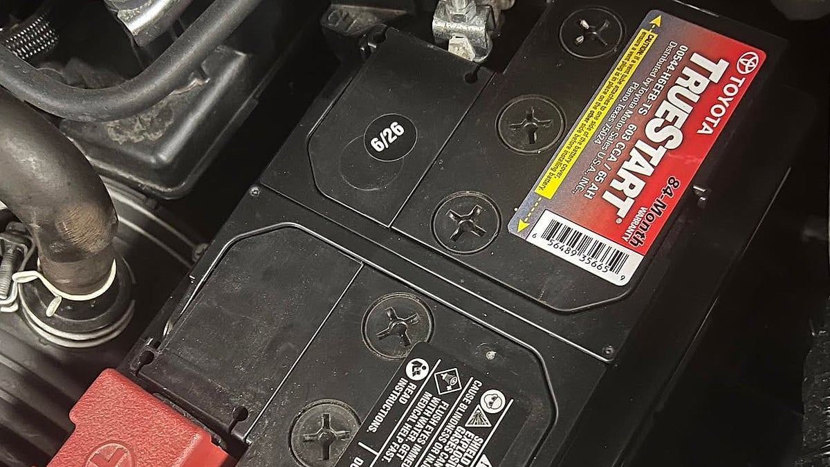 Jim Mudrick's 2023 Toyota Highlander Limited battery in his Cleveland Ohio home's garage