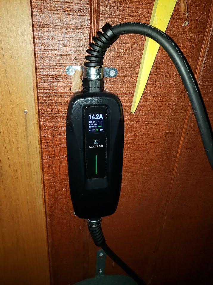 Image of portable Lectron charger in use by John Goreham. 