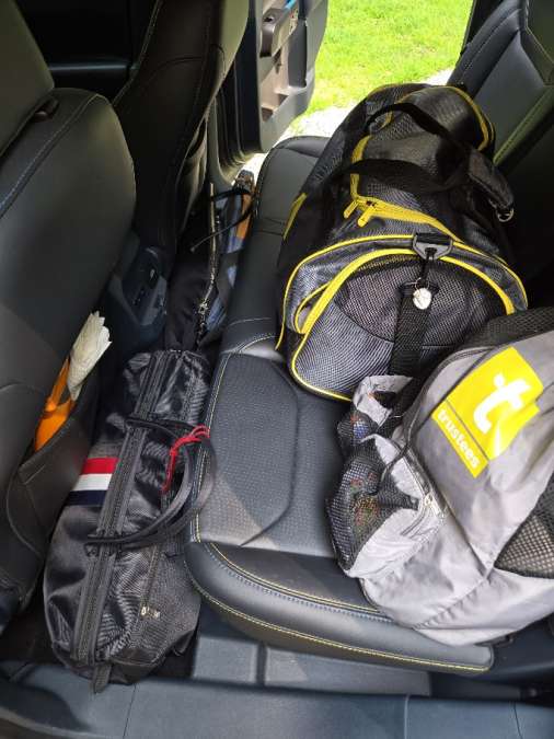 A Ford Maverick Lobo rear seat storage