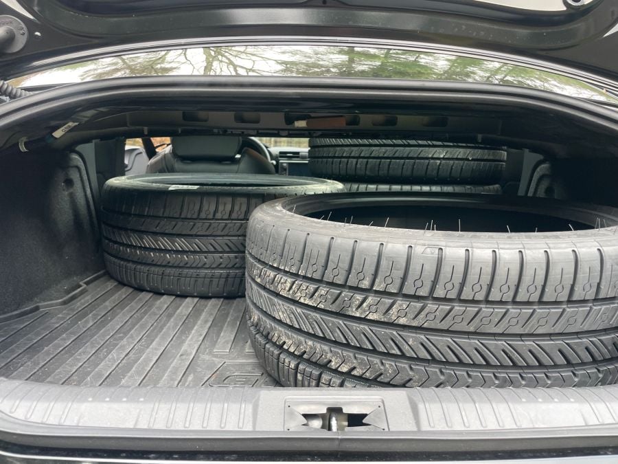Michelin tires inside a Toyota GR86 sports car