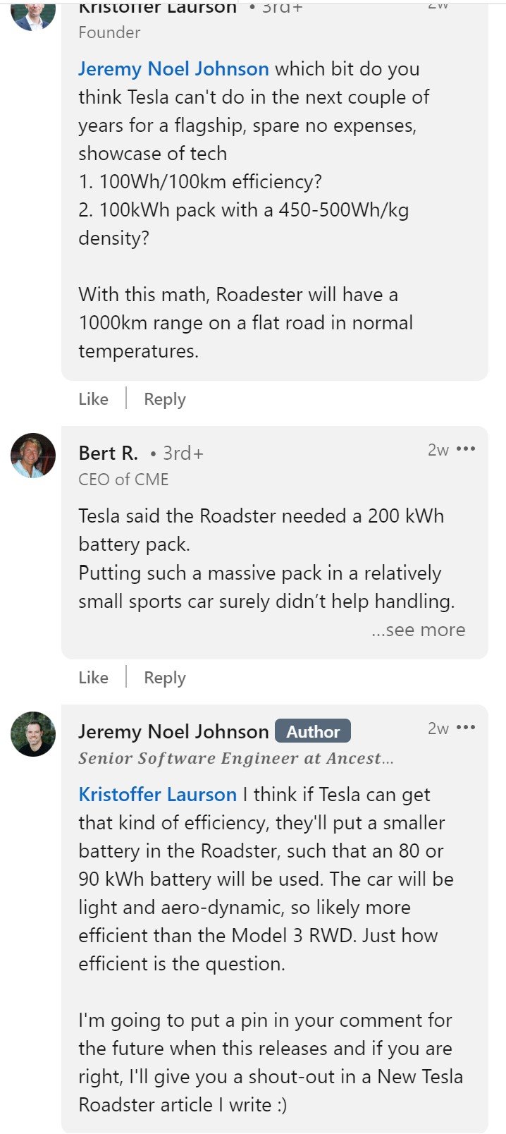 New Roadster range discussion