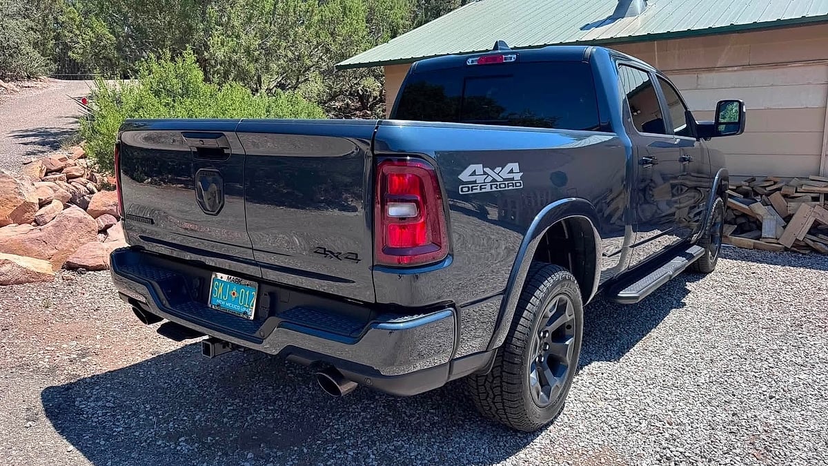 Rear view of Charles McDonald's 2026 Ram Big Horn Hurricane in Tijeras, New Mexico