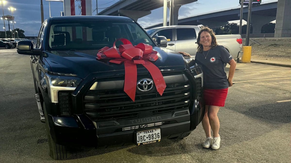 September Patterson with her 2026 Toyota Tundra shortly after she purcahsed it, but she like her 2010 Tundra better