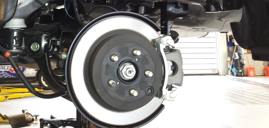 the brakes of a Subaru are shown