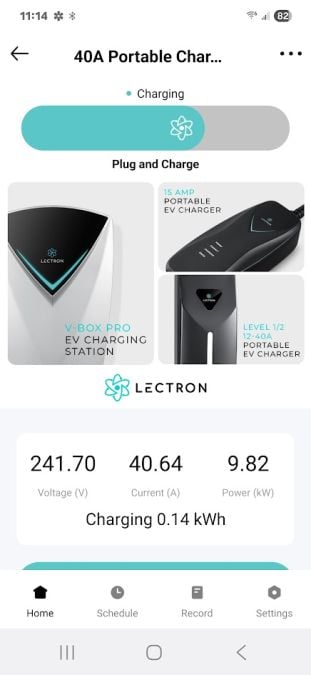 Lectron charger app screen shot