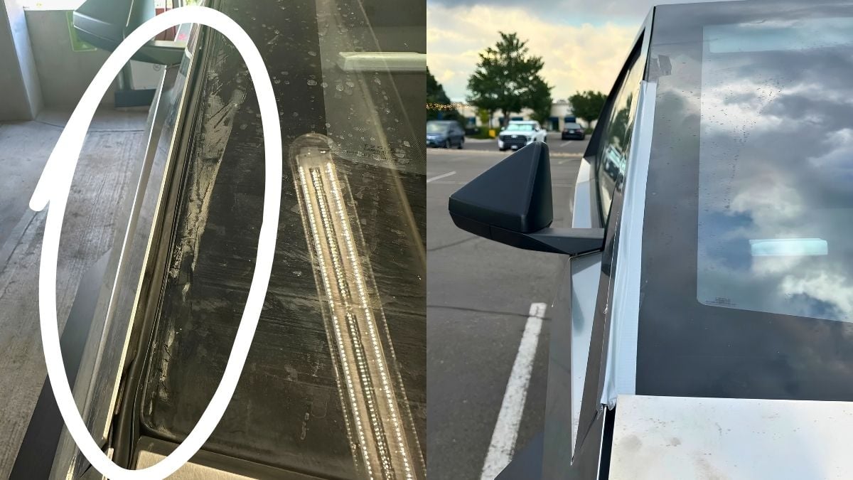 A Tesla Cybertruck Owner Says His Windshield Seal Flew Off As The Adhesive Failed While Driving In Blistering Heat. He Adds, “I Heard A Loud Pop &amp; Had To Ductape The Windshield To The Truck To Keep Driving”