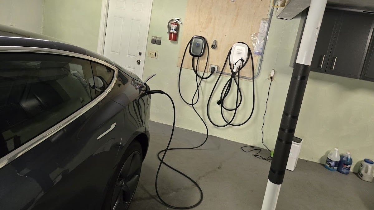 A dual EV charger setup is shown
