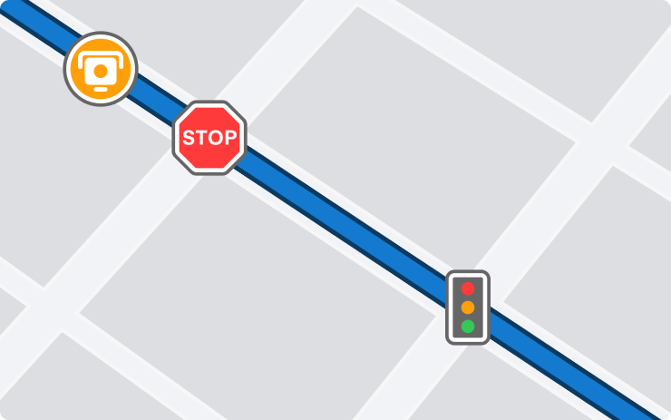 Tesla stop signs on navigation