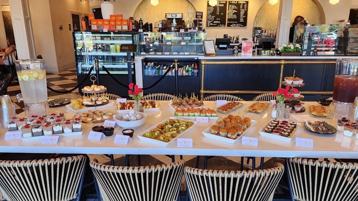 The beautiful Dove Cafe where we made our first stop while test driving the 2027 Kia Seltos toward Lake Elsinore, CA
