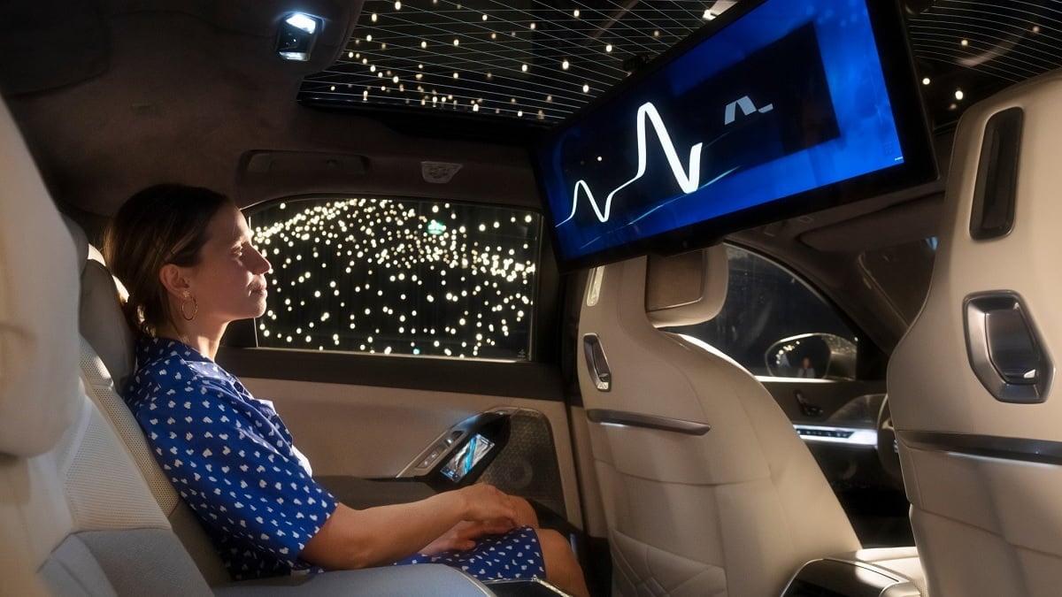 Watching a movie from the back of a BMW i7