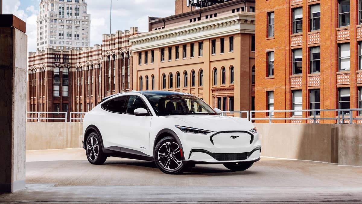 White Ford Mustang Mach E