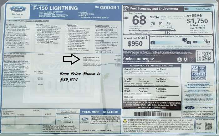 Image of Ford F-150 Lightning window sticker by John Goreham