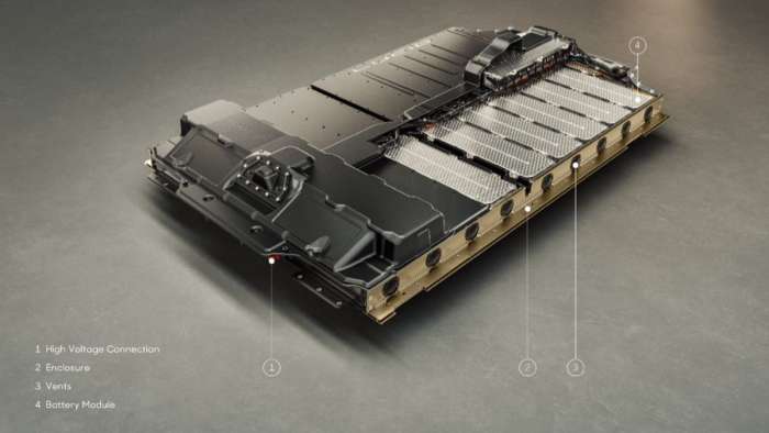 Image showing a cutaway view of Lucid's battery pack.