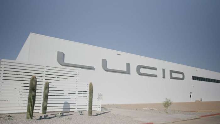 Image showing the entrance to Lucid's AMP-1 factory. 