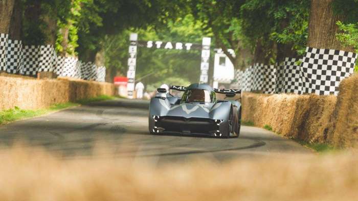 Image showing the McMurtry Speirling fan car as it set off from the start of the Goodwood Festival of Speed hill climb.