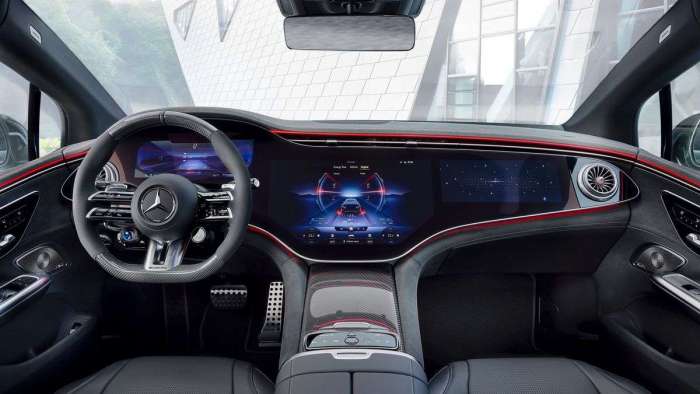 Image showing the interior of the Mercedes AMG EQE with Hyperscreen