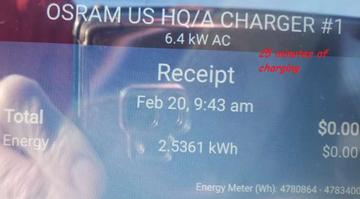 Image of ChargePoint receipt by John Goreham