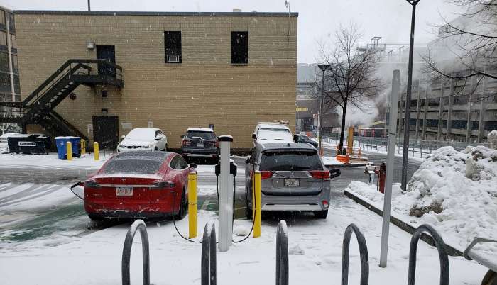 EV charging in snow by John Goreham