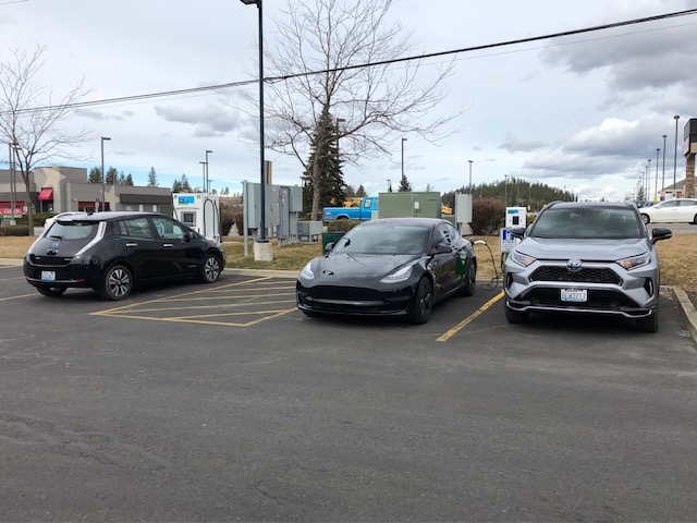 Image of Toyota RAV4 Prime charging with Tesla and Leaf courtesy of Kate S.