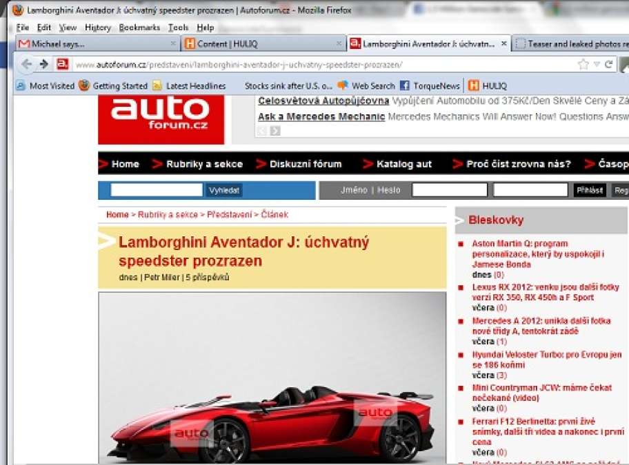 Lamborghini Aventador J, Autoforum Screenshot