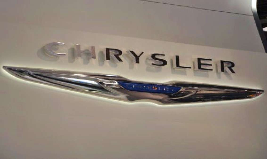 The Chrysler brand logo at the 2012 Detroit Auto Show